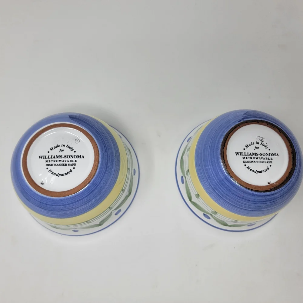 Pair of Williams Sonoma bowls Marisol Italy 4"h x 5.5"w. all purpose cereal soup - Picture 5 of 12
